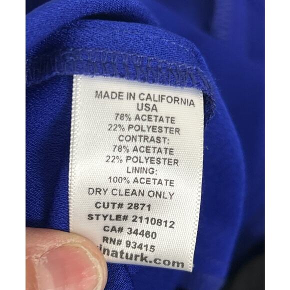 Trina Turk Womens 2 Electric Blue Black Lightweight Pull-On Dress Pants Trousers - Picture 5 of 5